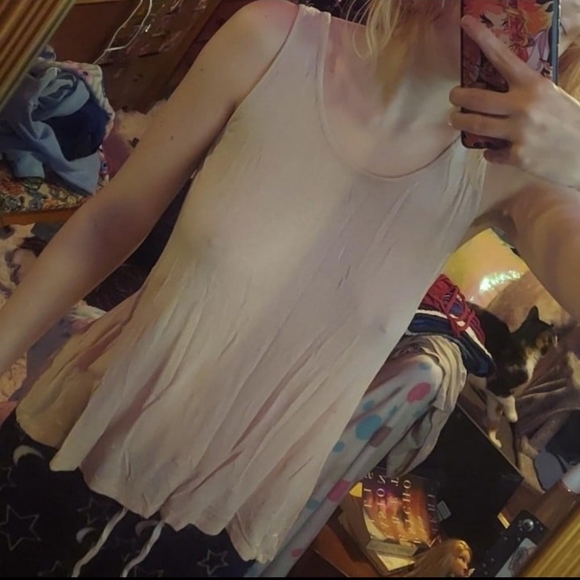 Wetseal semi sheer leopard print back panel fishtail tank top - Picture 7 of 7